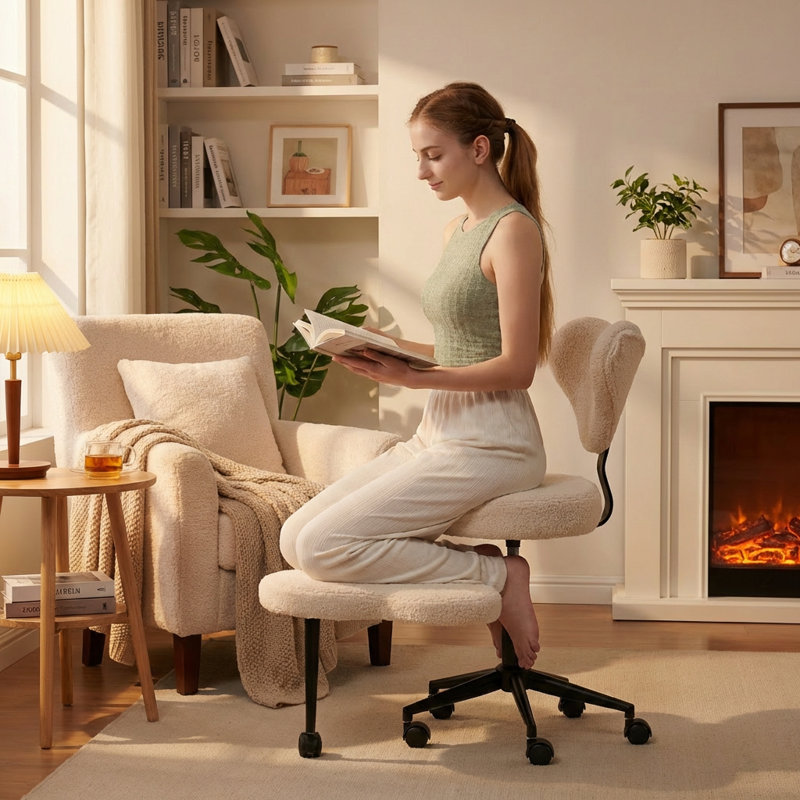 Inbox Zero Olamide Ergonomic Cross-Legged Swivel Office Chair